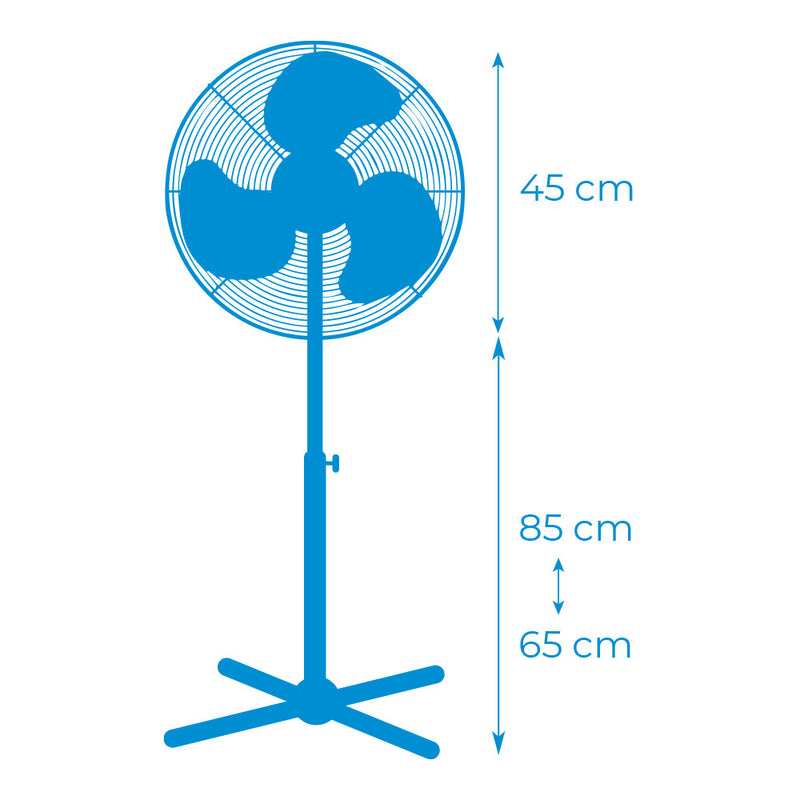 Ventilador De Pie, Color Blanco, Potencia: 50W Aspas: Ø40Cm Altura Regulable 110-130Cm Edm