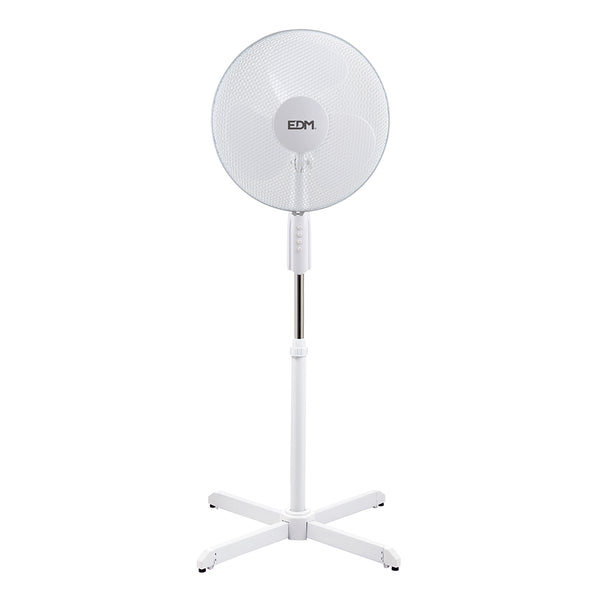 Ventilador De Pie, Color Blanco, Potencia: 50W Aspas: Ø40Cm Altura Regulable 110-130Cm Edm