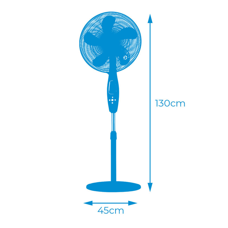 Ventilador De Pie Con Mando A Distancia, Color Negro, Potencia: 60W Aspas: Ø40Cm Altura Regulable 110-130Cm Edm