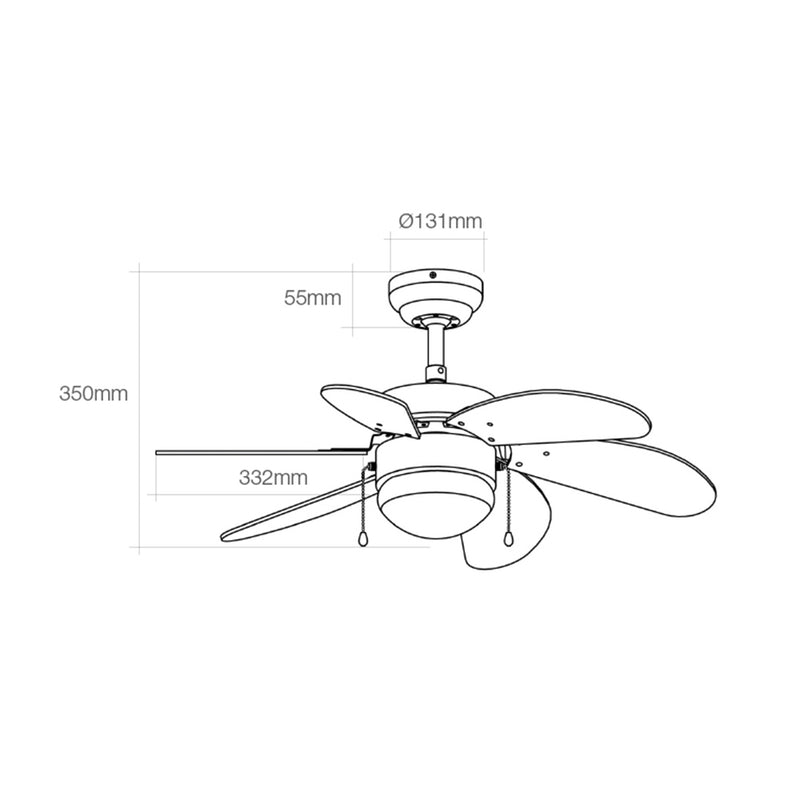 Aral Model Ceiling Fan, White Color, Power: 50W Blades: Ø76Cm Edm