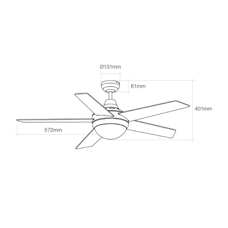 Ceiling Fan Model Adriatico, White Color, Power: 60W Blades: Ø132Cm With Remote Control Edm