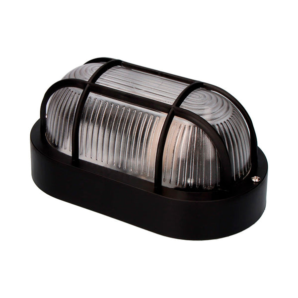 Aplique Oval Ip54 Color Negro 1Xe27 40W 11,4X20,2X10Cm Modelo Tarragona. Edm