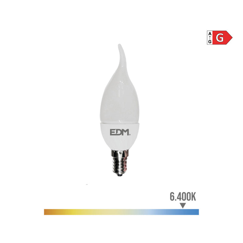 Bombilla Vela Bohemia Led E14 5W 400Lm 6400K Luz Fria Ø3,8X12,5Cm Edm