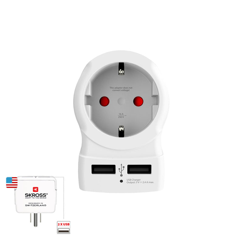 Adaptador Europeo A Estados Unidos Usb Skross 1500281