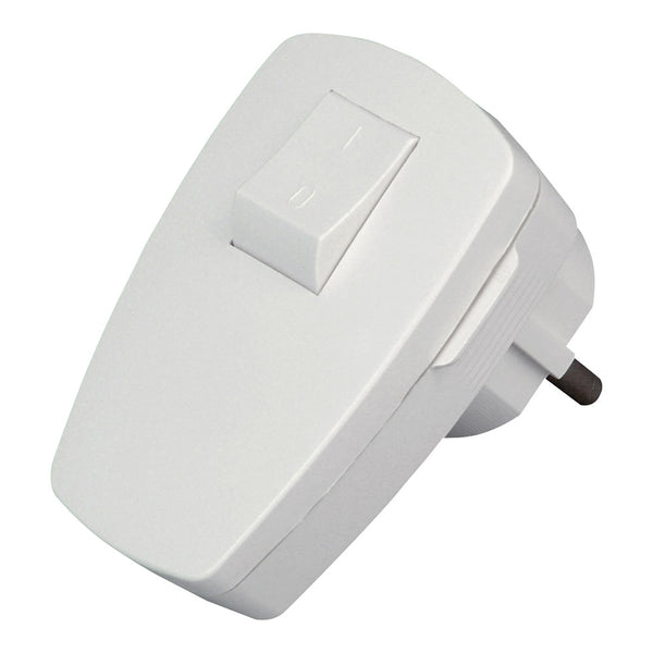 2P+T Angular White Plug With Switch 3X1.5Mm² 16A. Kopp