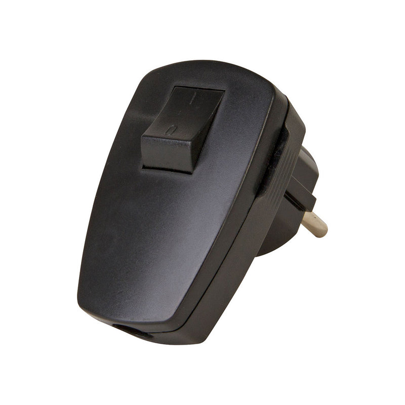 2P+T Angled Black Plug With Switch 3X1.5Mm² 16A. Kopp