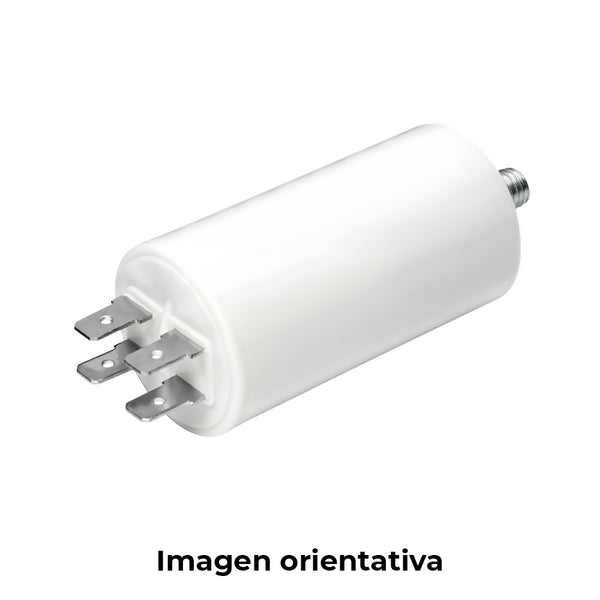 Condensador Mka 10Mf 5% 450V Ø3,4X7Cm Con Espiga M8 Y Faston Doble Konek