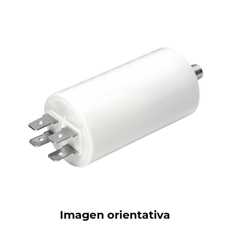 Condensador De Arranque 1,5Mf 5% 450V Ø3,4X6,3Cm Con Espiga M8 Y Faston Simple 6,35 Konek