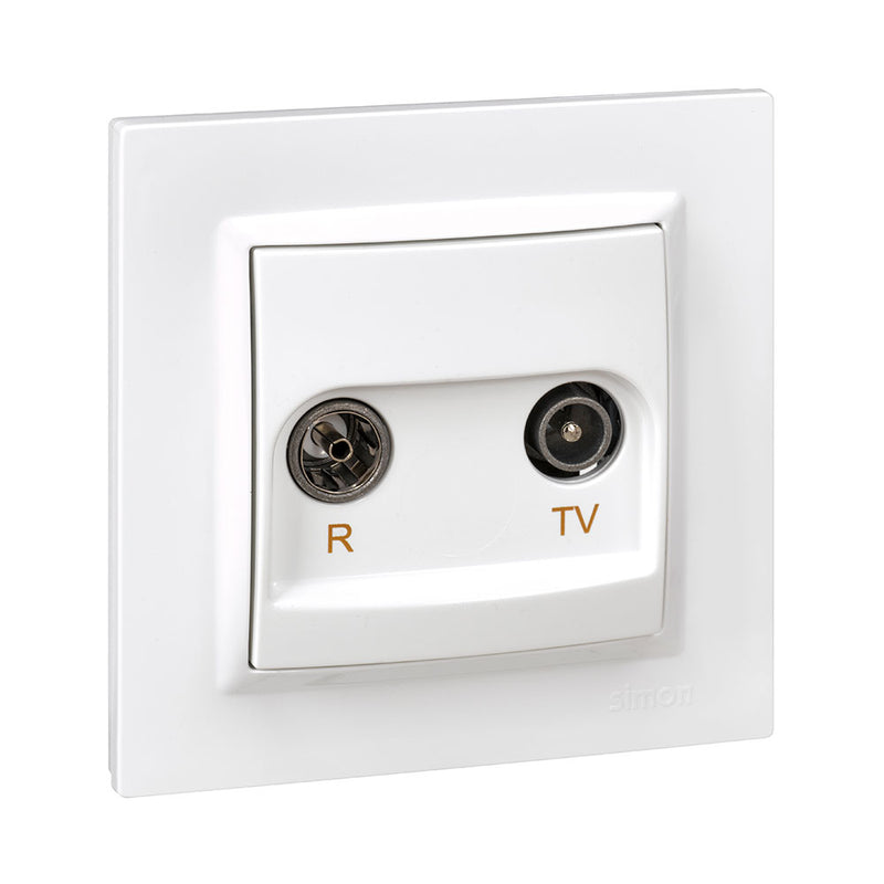 White Final Television Socket With Frame