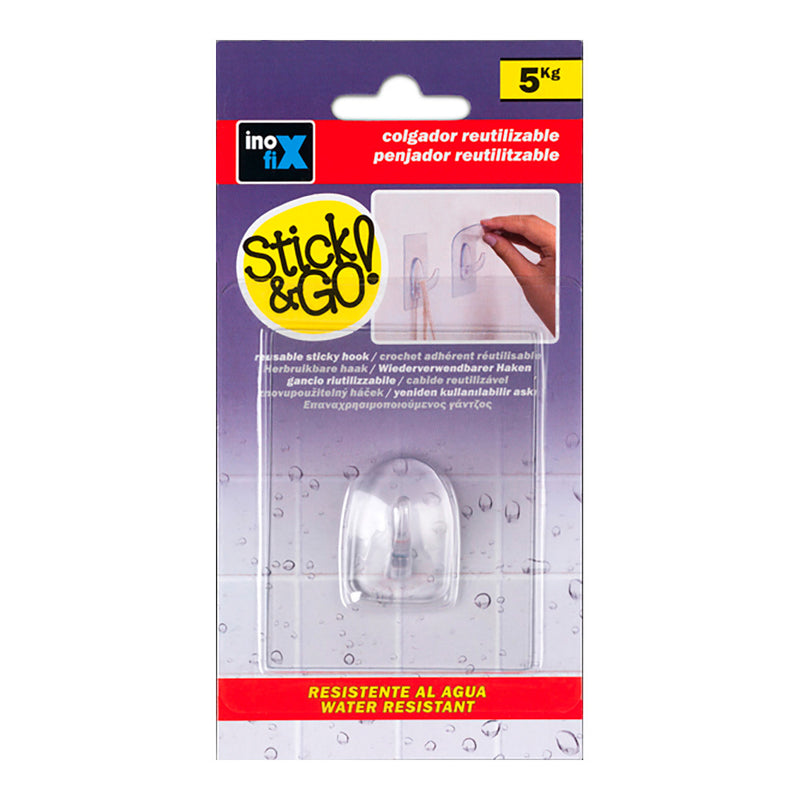 Reusable Adhesive Hanger 80x62mm Transparent 1291-0-000 (Blister) Inofix