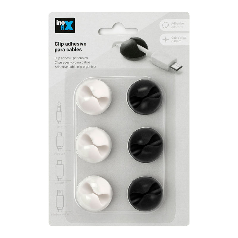 Clip Adhesivo Para Cables Blanco-Negro Inofix Colores / Modelos Surtidos