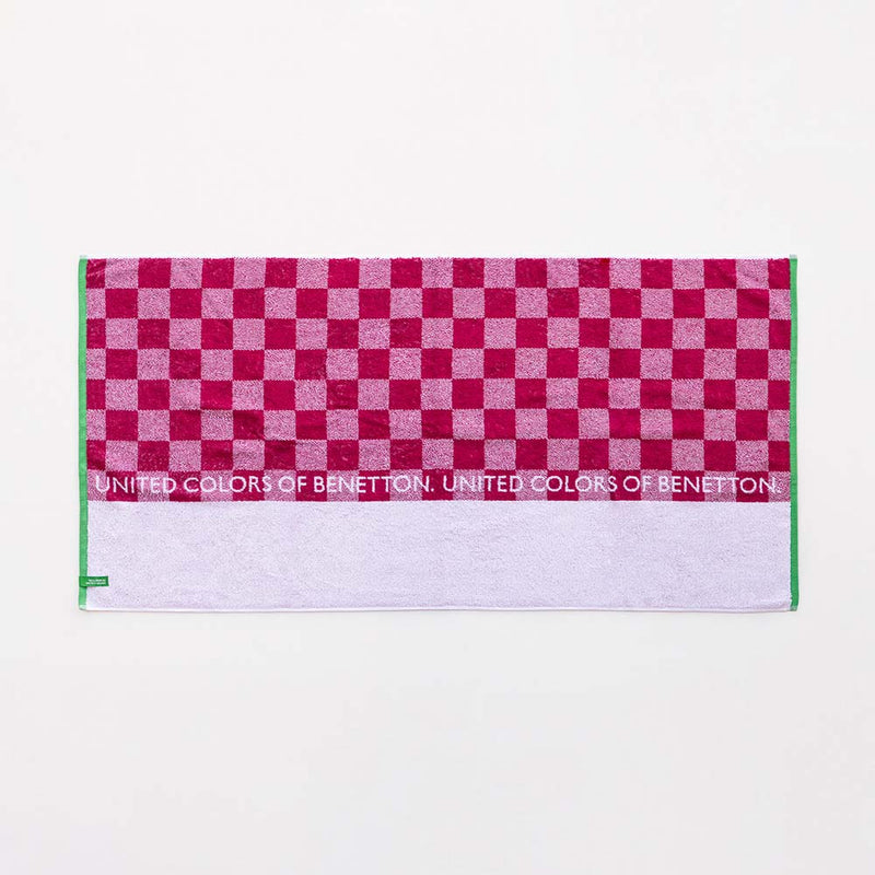 Beach Towel 140x70cm Red Checkered Kids Benetton