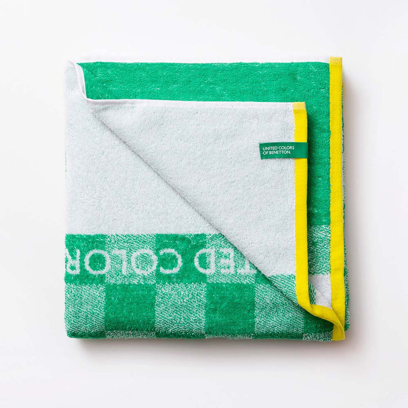 Beach Towel 140x70cm Green Checkered Kids Benetton