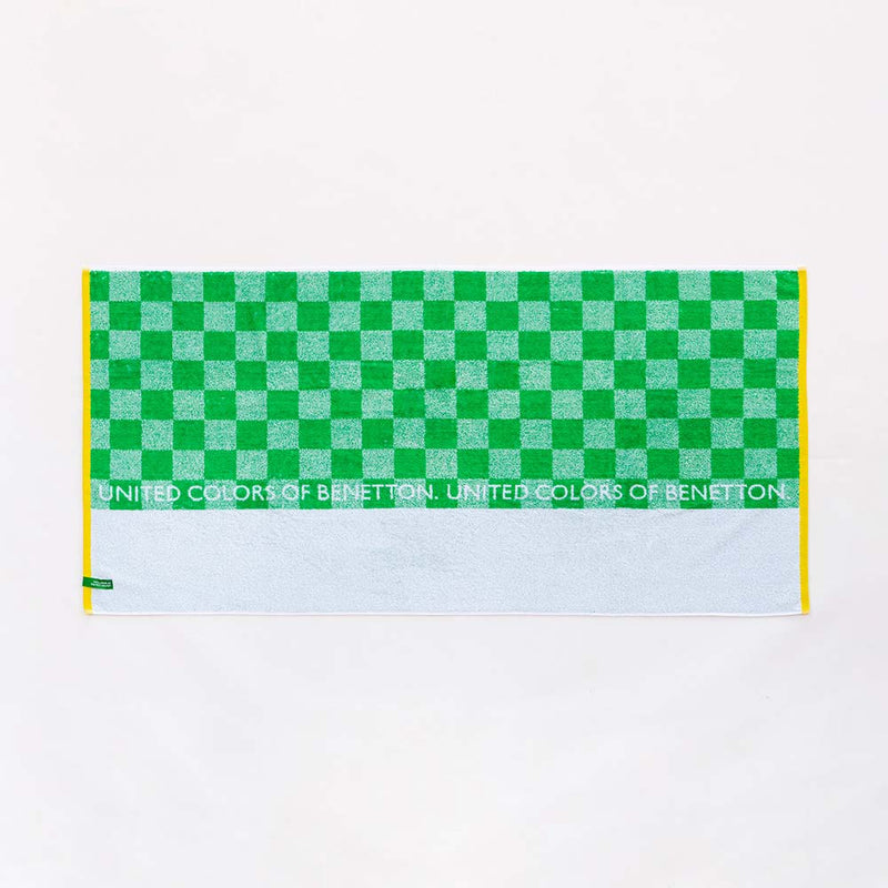 Beach Towel 140x70cm Green Checkered Kids Benetton