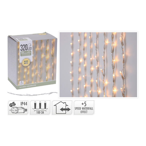 Curtain 320 Warm White LEDs With 5 Functions 1X2M