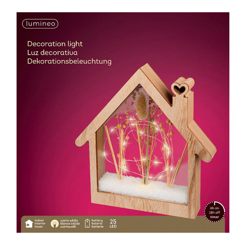 Casita De Madera Con Microleds 4,30X26X27Cm 25 Leds