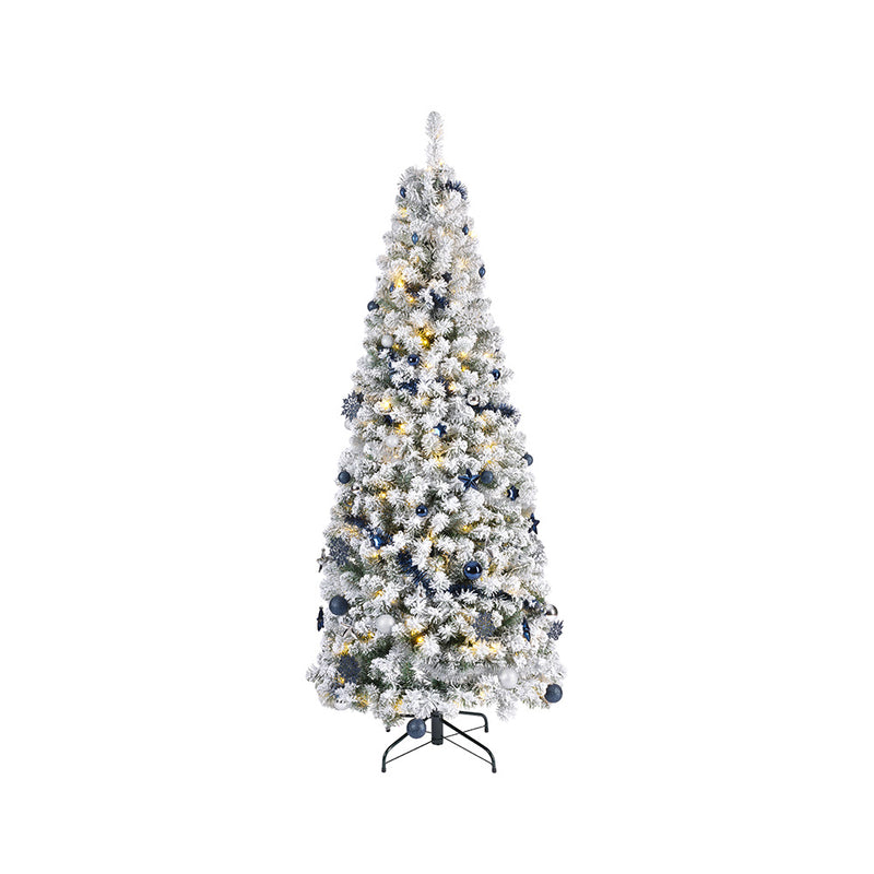 Everlands Foldable Snowy Christmas Tree With Flashing MicroLEDs And Ornaments, Ø64x150cm