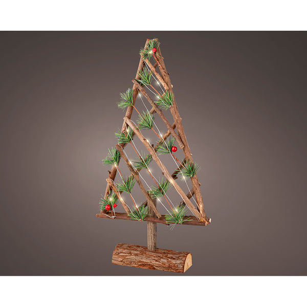 Arbol Microled Decorativo De Madera, 20 Leds, 25,5X6X49Cm Blanco Calido. Lumineo