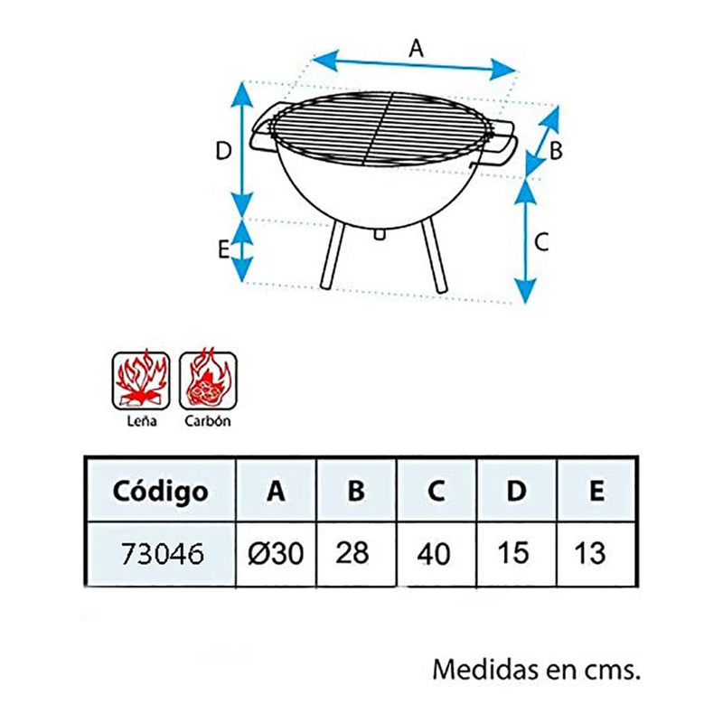 Round Tabletop Barbecue With Galvanized Grill Ø30x28cm Imex El Zorro