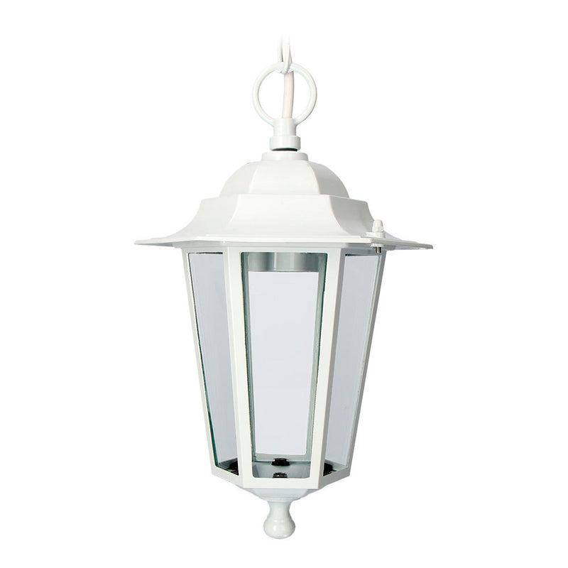 Farol De Aluminio Y Cristal Para Techo Ip44 E27 60W Color Blanco Ø19,2X94,7Cm Modelo Zurich. Edm