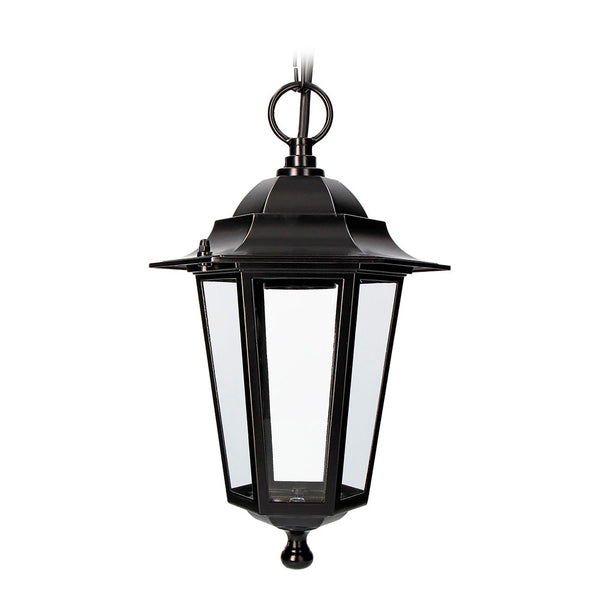 Farol De Aluminio Y Cristal Para Techo Ip44 E27 60W Color Negro Ø19,2X94,7Cm Modelo Zurich. Edm