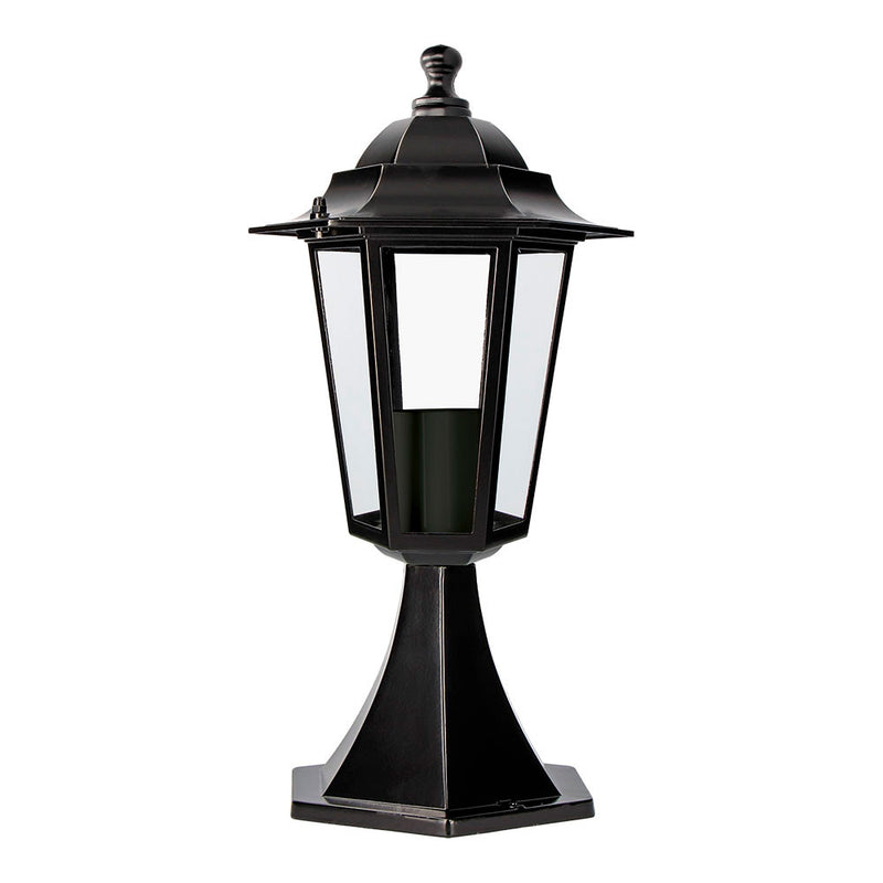 Farol De Aluminio Y Cristal Para Muro Ip44 E27 60W Color Negro Ø16X40Cm Modelo Zurich Edm