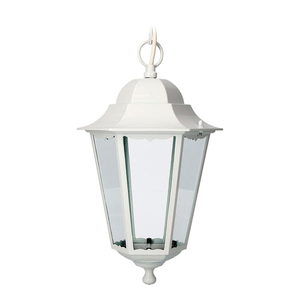 Farol De Aluminio Y Cristal Para Techo Ip44 E27 100W Color Blanco Ø22X96,5Cm Modelo Marsella. Edm