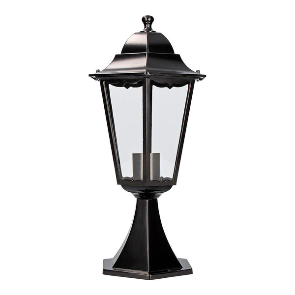 Farol De Aluminio Y Cristal Para Muro Ip44 E27 100W Color Negro Ø22X43,7Cm Modelo Marsella Edm