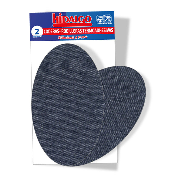 Bag with 2 thermoadhesive elbow-knee pads in blue denim Hidalgo