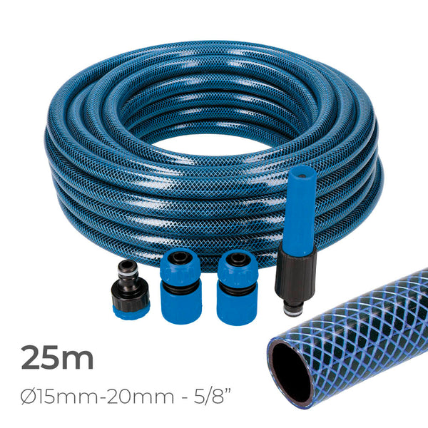 Kit De Manguera De Jardin Blue Interior Ø15Mm, Exterior Ø20Mm (5/8") Rollo 25M Con Accesorios Edm