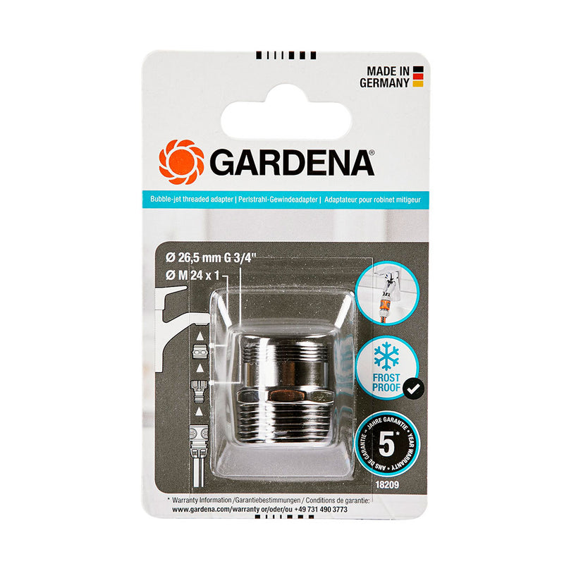 Adaptador Rosca Para Conexion Al Grifo De Cocina, Macho Ø26,5Mm (3/4) A Macho M24X1Mm, Gardena