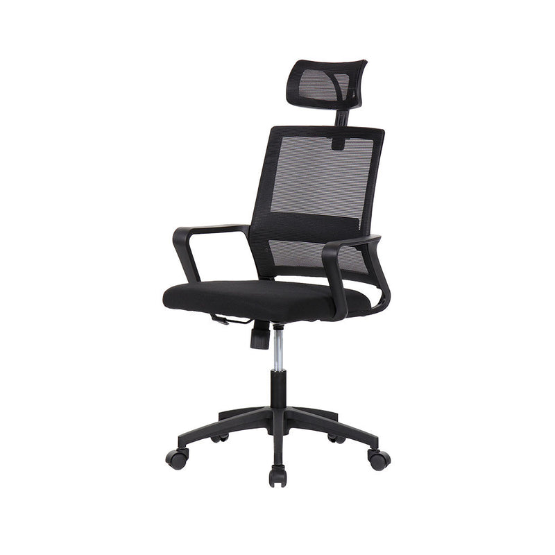 Silla De Oficina Ergonómica Negra Con Respaldo En Malla De Nylon Edm