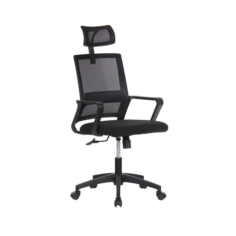 Silla De Oficina Ergonómica Negra Con Respaldo En Malla De Nylon Edm