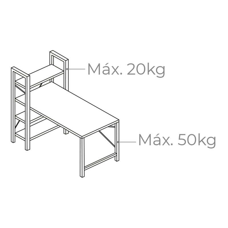 Wooden Desk With Shelving Measurements: 121 X 120 X 64Cm Edm