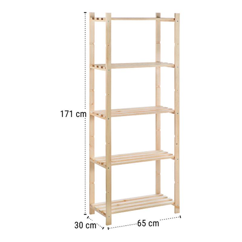 Estanteria Pino Serie Natura Sin Barniz 100% Pefc Cert 171X65X30Cm Astigarraga