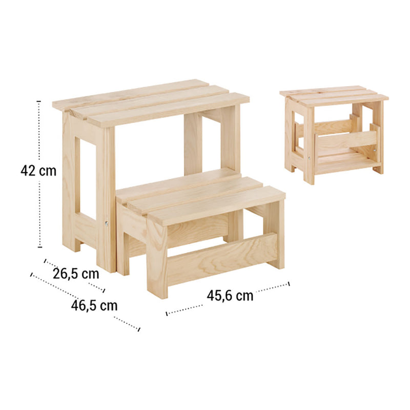 Taburete/Escalera Montada Pino Bruto 100% Pefc Cert 43X46,5X27Cm Astigarraga