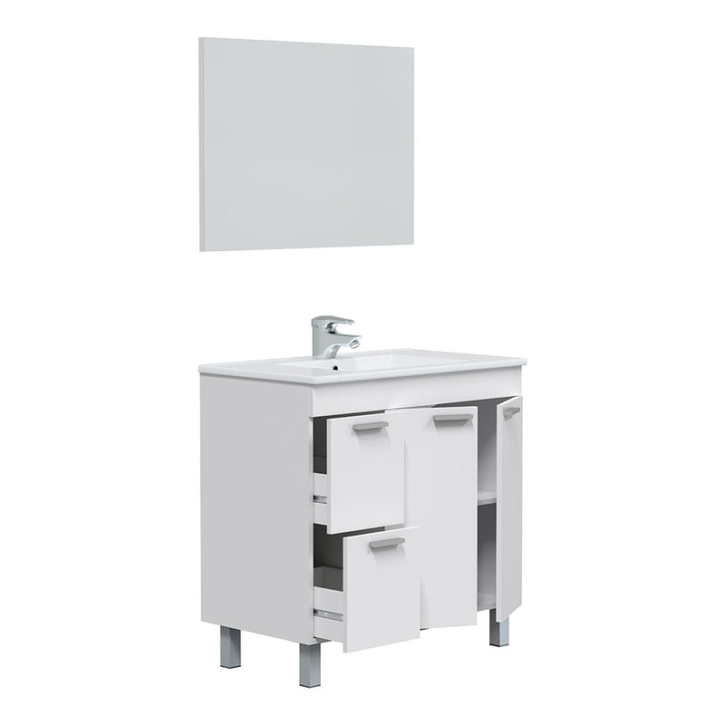 Aktiva 80 2 Doors + 2 Drawers + Mirror Washbasin Cabinet