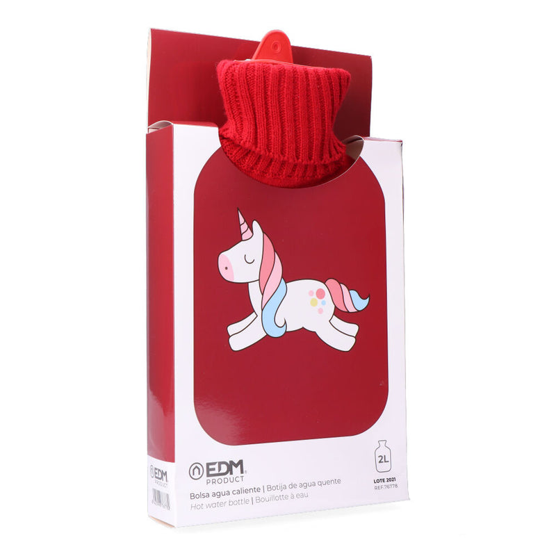 Bolsa De Agua Caliente, Modelo Roja Unicornio 2 L Edm