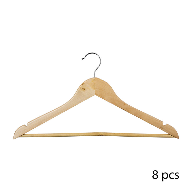 Pack of 8 wooden hangers 45x23cm