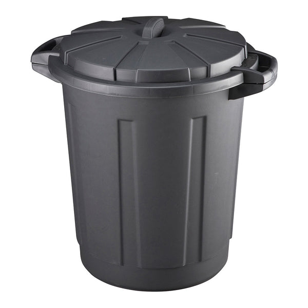 Cubo De Basura De Comunidad 80 Litros Color Negro Con Tapa Mondex