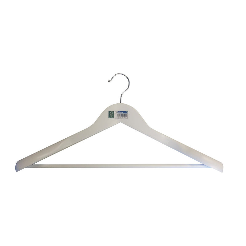 Contoured Hanger With Shoulder Pads White Ecological Wood Fsc 45X23Cm-55Mm