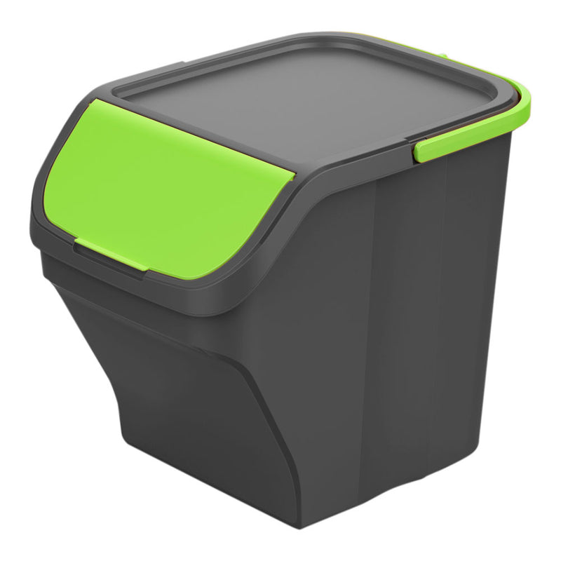 25L Stack'N Sort Grey Bucket with Green Lid