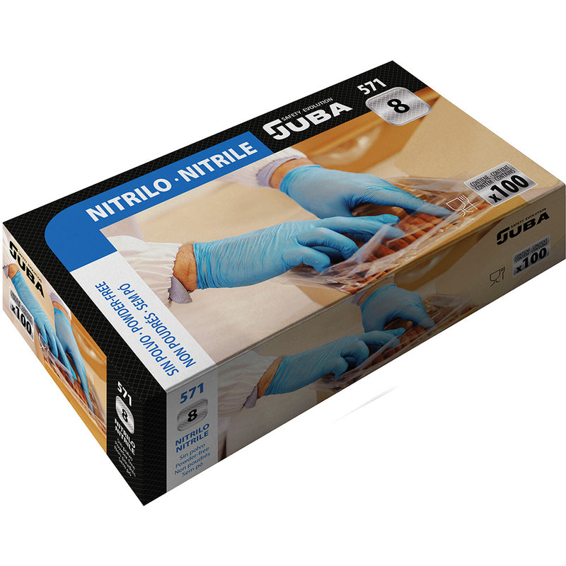 Box of 100 Economical Disposable Nitrile Gloves Powder-Free Size S Juba