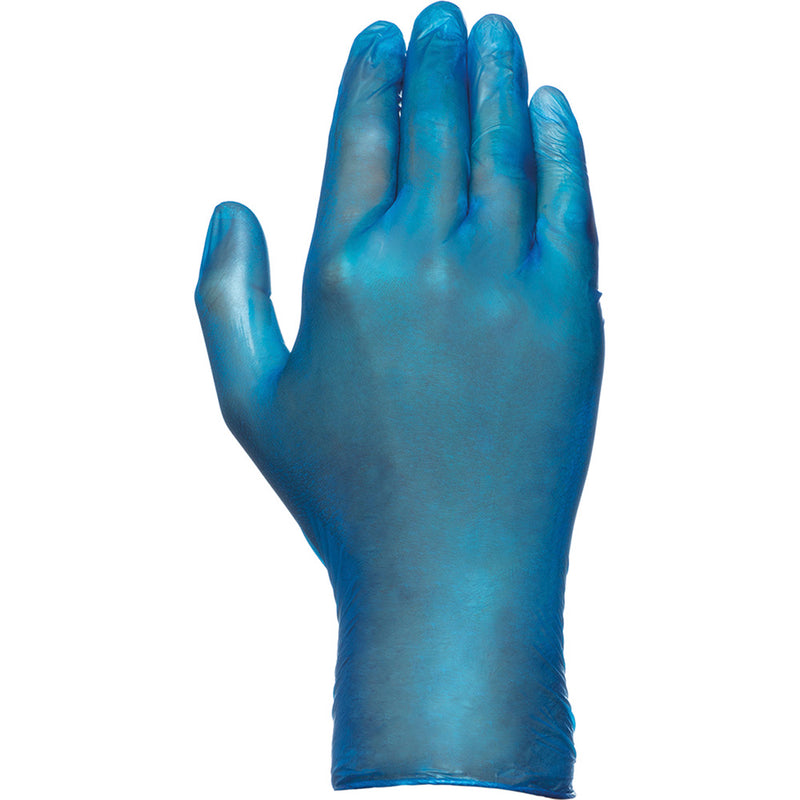 Box of 100 Disposable Powder-Free Blue Vinyl Gloves Size 8 Juba