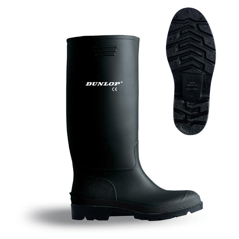 Bota De Agua Pvc Talla 38 Caña Alta Negra Dunlop