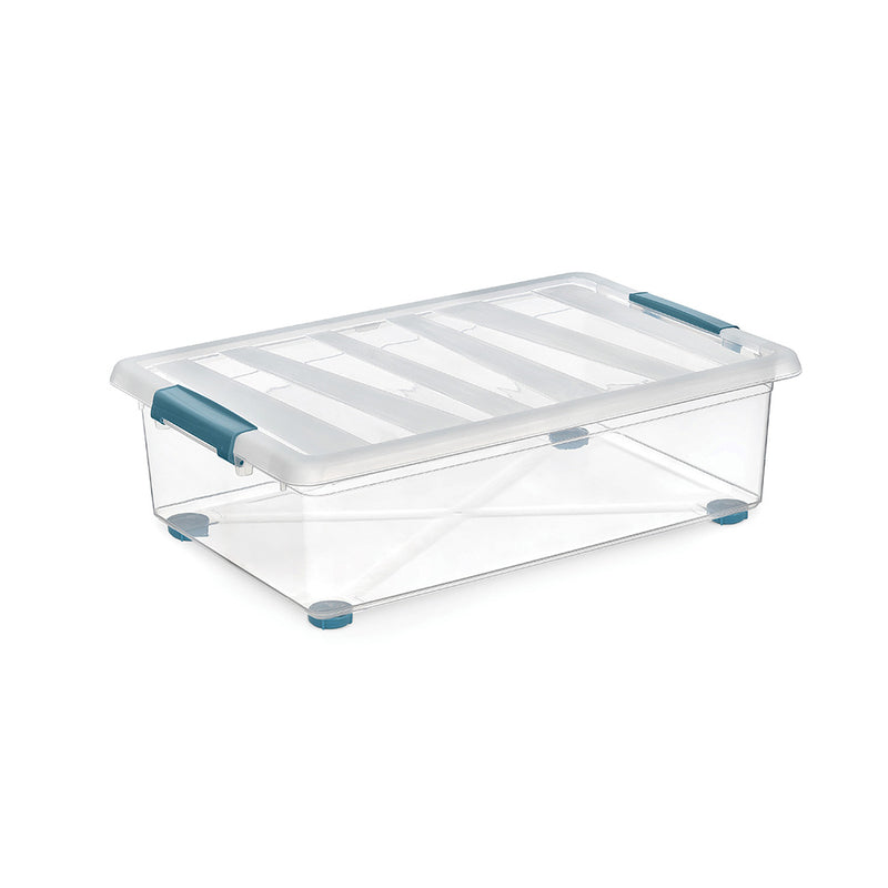 Caja Katla Transparente 28L Con Ruedas Y Asas Ergonomicas 59X39X18,5Cm