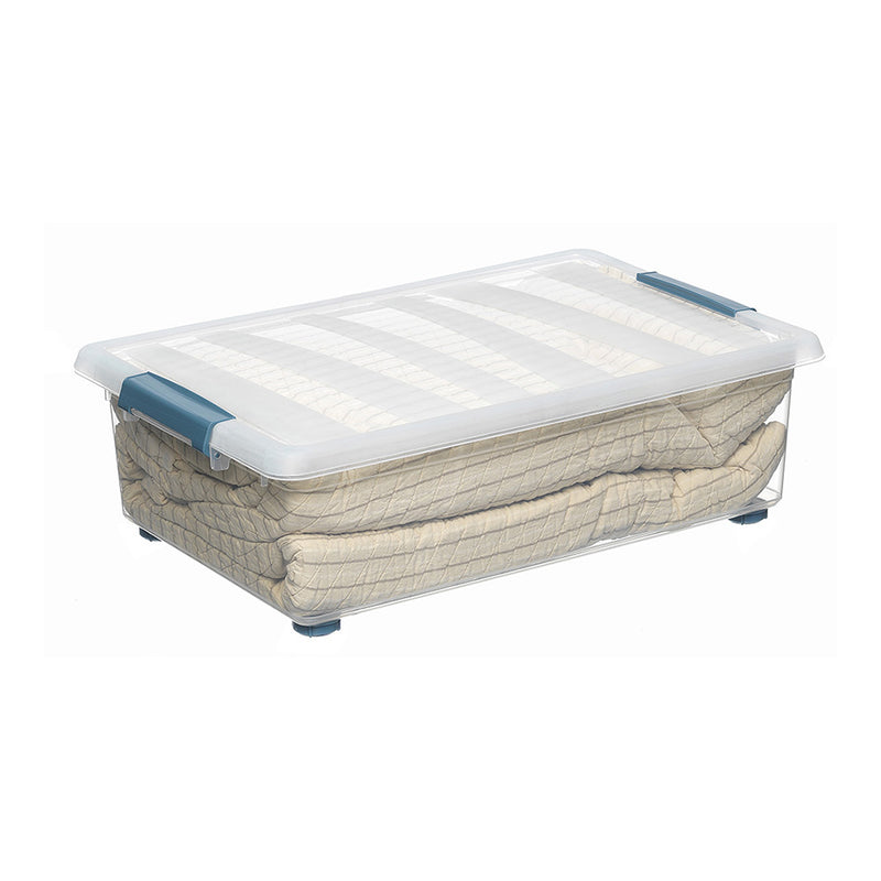 Caja Katla Transparente 28L Con Ruedas Y Asas Ergonomicas 59X39X18,5Cm