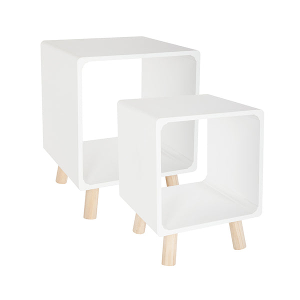 Set of 2 White Bedside Tables "Nordic" Collection