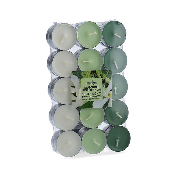 Pack 30 Unid, Velas Con Aroma Musk-Flores Blancas 3,7Cm Magic Lights