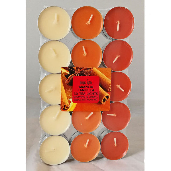 Pack 30 Unid, Velas Con Aroma Naranja-Canela 3,7Cm Magic Lights